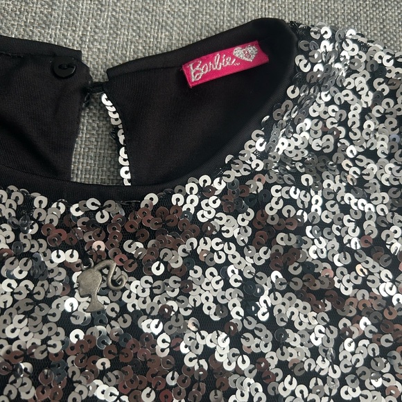 Barbie Holiday Sequined Girl's Dress Black and Silver Midi Size 8 - Picture 6 of 13